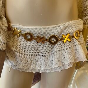 Gold-tone XO Link Waist Chain Belt - Women's Accessory